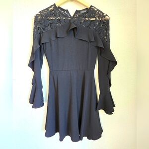 Do + Be Black Ruffle Lace Mini Dress Size Small